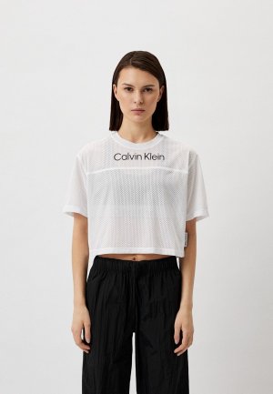 Футболка спортивная Calvin Klein Performance PW - SS T-Shirt (Cropped). Цвет: белый