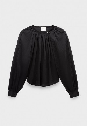 Блуза Forte cotton silk voile bohemian cocoon shirt noir. Цвет: черный