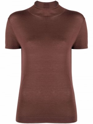 Кашемировая футболка с высоким воротником N.Peal. Цвет: коричневый