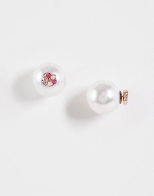 Серьги с искусственным жемчугом и розовыми белыми кристаллами -Розовый цвет Olivia Burton