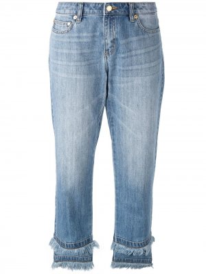 Укороченные джинсы с бахромой Michael Kors. Цвет: синий