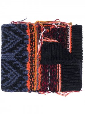 Трикотажный шарф с узором Roberto Collina. Цвет: синий