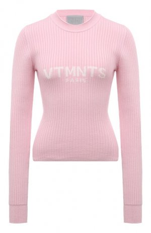 Шерстяной пуловер VTMNTS. Цвет: розовый