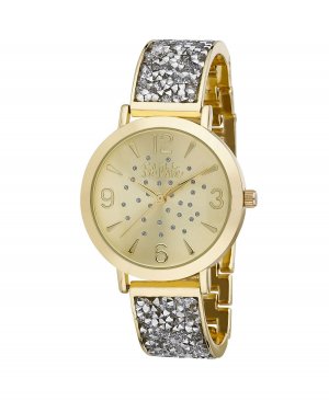 Женские блестящие часы из золотистого сплава с браслетом, 36 мм , золотой Bob Mackie