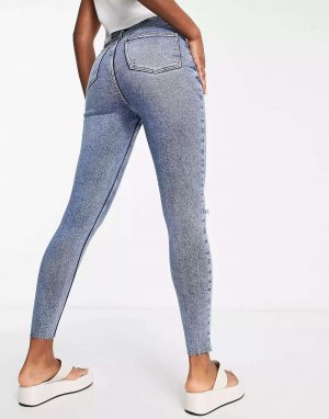 Рваные джинсы скинни среднего синего цвета New Look
