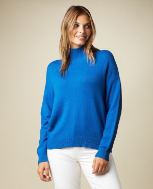Женский свитер с воротником из смесовой вискозы и трикотажа. , электрический синий Iwie
