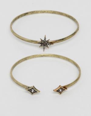 Набор браслетов с камнями и отделкой в форме звезды ромбов -Золотой Liars & Lovers
