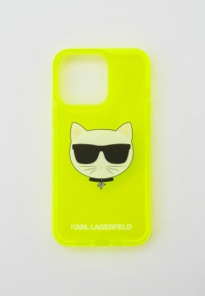 Чехол для iPhone Karl Lagerfeld 13 Pro, TPU FLUO Choupette Hard Transp Yellow. Цвет: желтый