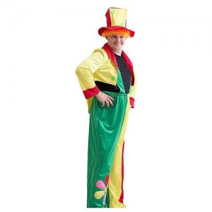 Карнавальный костюм Страна Карнавалия Клоун, шляпа с волосами, комбинезон, пиджак, размер 50-54 Бока. Цвет: зеленый/желтый