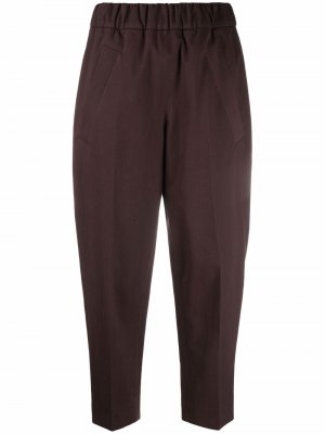 Укороченные брюки с эластичным поясом Tela. Цвет: коричневый