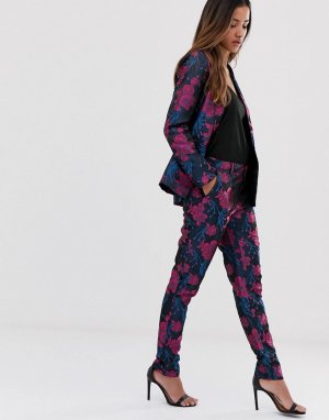 Жаккардовые брюки с цветочным принтом и цветом металлик mByM-Мульти mbyM