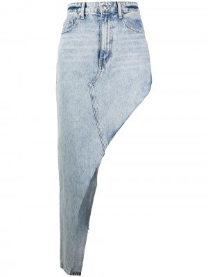 Джинсовая юбка макси асимметричного кроя Alexander Wang. Цвет: синий