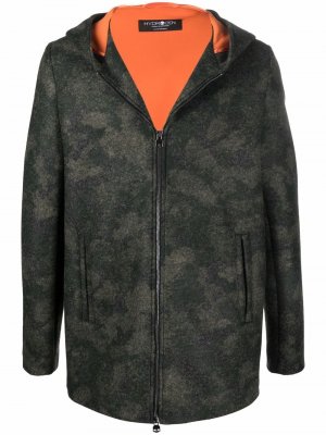 Пальто с капюшоном и камуфляжным принтом Hydrogen. Цвет: зеленый