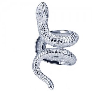 Серебряный кафф в форме змеи Miestilo. Цвет: белый