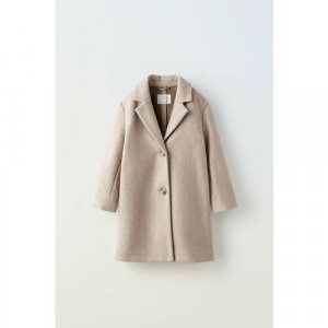Пальто Zara, размер 9-10 лет (140 cm), бежевый ZARA. Цвет: светло-бежевый/бежевый