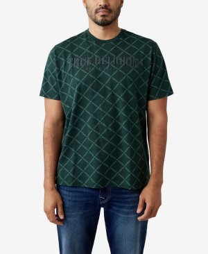 Мужская свободная футболка с короткими рукавами и монограммой Arch , зеленый True Religion