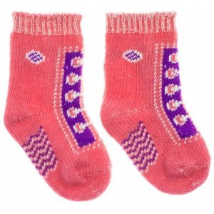 Теплые носки детские, шерстяные, для девочки, из овечьей шерсти, размер 26-28 Снежно. Цвет: розовый