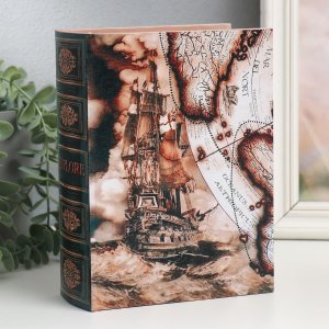 Шкатулка-книга дерево, кожзам No brand
