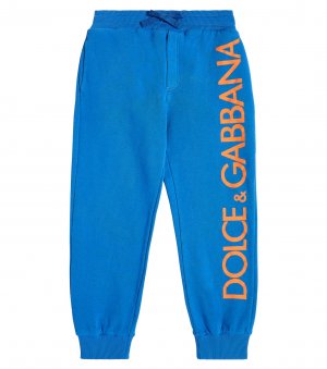 Спортивные брюки из хлопкового джерси с логотипом , синий Dolce&Gabbana