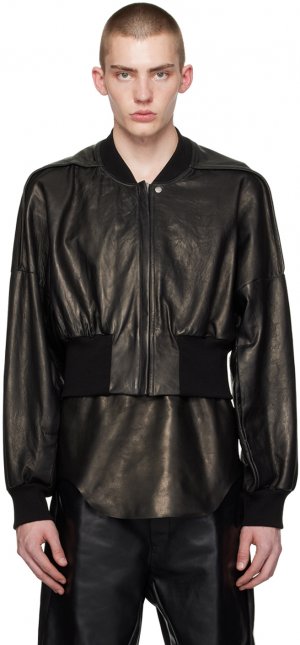 Черная кожаная куртка для полетов , цвет Black Rick Owens