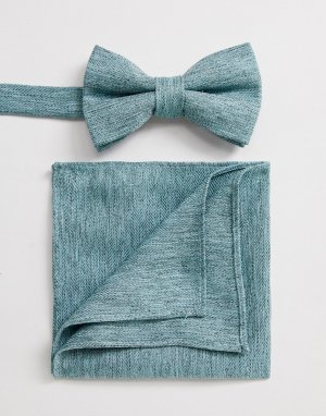 Фактурный галстук-бабочка и платок для пиджака мятного цвета -Зеленый ASOS DESIGN