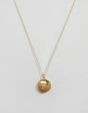 Ожерелье из 14-каратного золота с буквой Е на медальоне Carrie Elizabe Elizabeth. Цвет: золотой