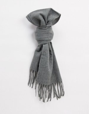 Серый шерстяной шарф с кисточками Only & Sons