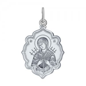 Иконка Божьей Матери, Семистрельная из серебра с лазерной обработкой SOKOLOV