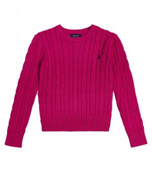Хлопковый свитер крупной вязки с вышивкой , розовый Polo Ralph Lauren
