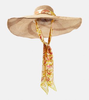 Шляпа от солнца из рафии с шелковой отделкой, бежевый Zimmermann