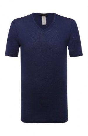 Хлопковая футболка Hanro. Цвет: синий