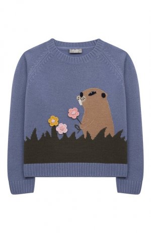 Шерстяной пуловер Il Gufo. Цвет: голубой