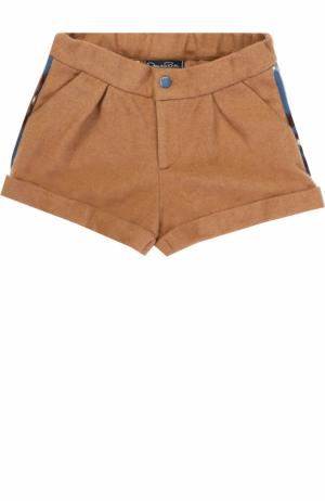 Шерстяные шорты с отворотами и ламапасами Oscar de la Renta. Цвет: бежевый
