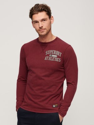 Винтажная спортивная футболка с длинным рукавом на груди , бордовый Superdry