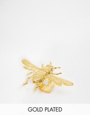 Кольцо в виде пчелы с покрытием золотом 24 кт Mordekai. Цвет: золотой