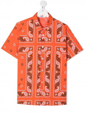 Рубашка с принтом пейсли MSGM Kids. Цвет: оранжевый