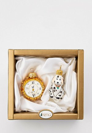 Набор елочных игрушек Грай Далматин и часы круглые. Цвет: разноцветный