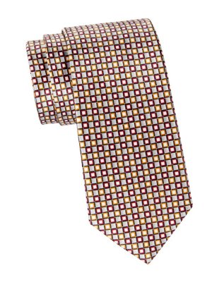Шелковый галстук в клетку , цвет Burgundy Brioni