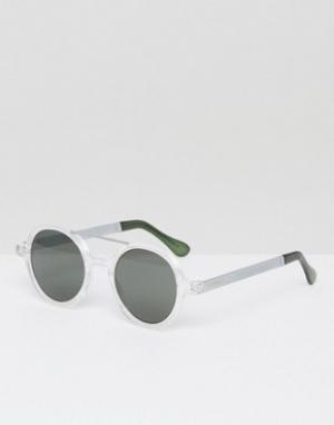 Круглые солнцезащитные очки с двойной переносицей Vivien Metal Komono. Цвет: прозрачный