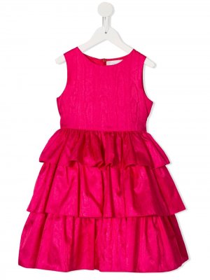 Коктейльное ярусное платье Oscar De La Renta Kids. Цвет: розовый