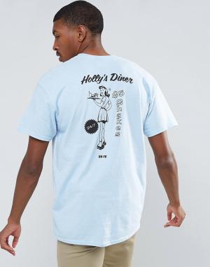 Свободная футболка с принтом Diner на спине OK-YO. Цвет: синий