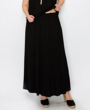 Длинные юбки с эластичной резинкой на талии больших размеров COIN 1804, черный 1804