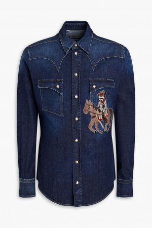 Джинсовая рубашка с вышивкой, синий Dolce & Gabbana