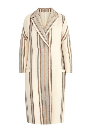 Пальто Blanket Stripe из кашемира и шелка BRUNELLO CUCINELLI. Цвет: бежевый