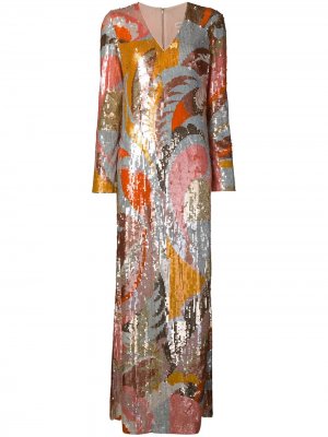 Длинное платье с пайетками Emilio Pucci. Цвет: оранжевый