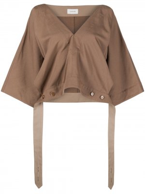 Укороченная блузка с завязками Lemaire. Цвет: коричневый
