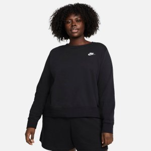 Женская флисовая футболка с круглым вырезом Sportswear Club (большие размеры), черный Nike