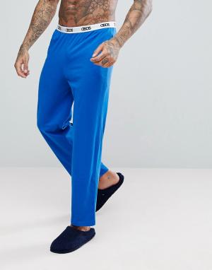 Трикотажные пижамные брюки с прямыми штанинами ASOS. Цвет: синий