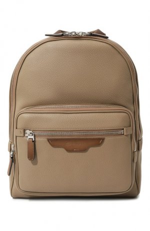 Кожаный рюкзак Santoni. Цвет: бежевый