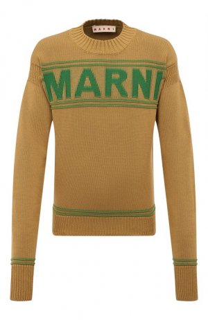Хлопковый свитер Marni. Цвет: бежевый